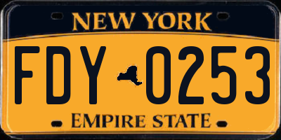 NY license plate FDY0253