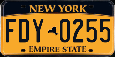 NY license plate FDY0255