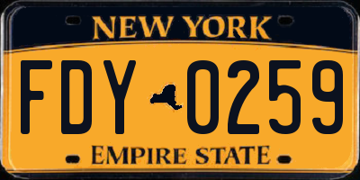 NY license plate FDY0259