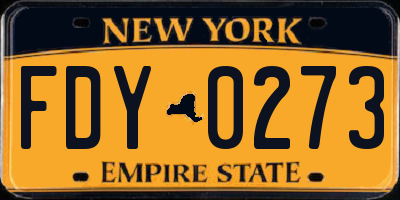 NY license plate FDY0273