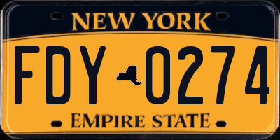 NY license plate FDY0274