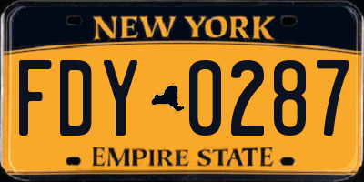 NY license plate FDY0287