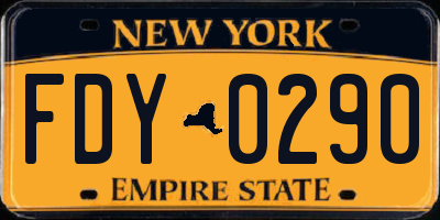 NY license plate FDY0290