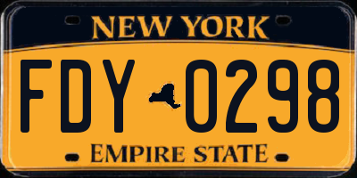 NY license plate FDY0298