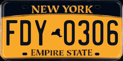 NY license plate FDY0306