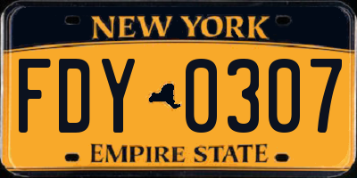 NY license plate FDY0307