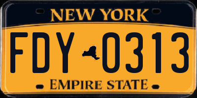 NY license plate FDY0313