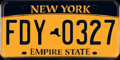 NY license plate FDY0327