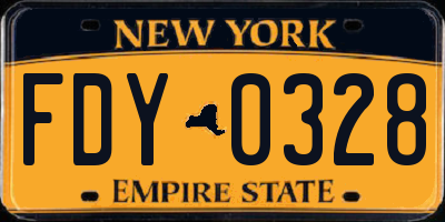 NY license plate FDY0328