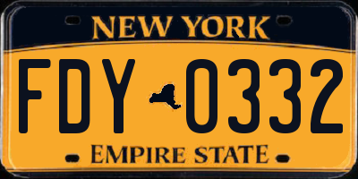 NY license plate FDY0332