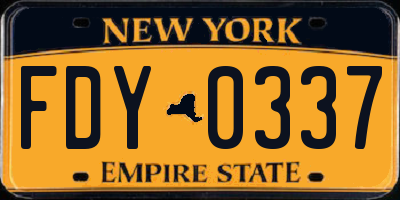 NY license plate FDY0337