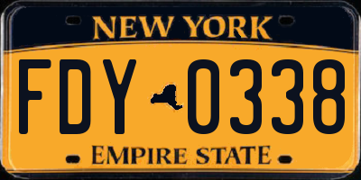 NY license plate FDY0338