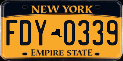 NY license plate FDY0339