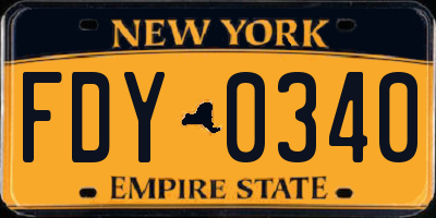 NY license plate FDY0340