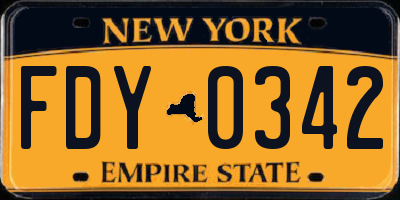 NY license plate FDY0342