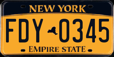 NY license plate FDY0345
