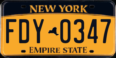 NY license plate FDY0347