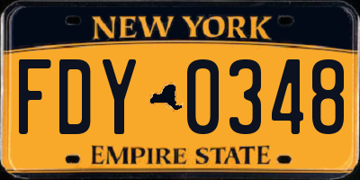 NY license plate FDY0348