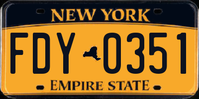 NY license plate FDY0351