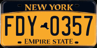 NY license plate FDY0357