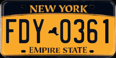 NY license plate FDY0361