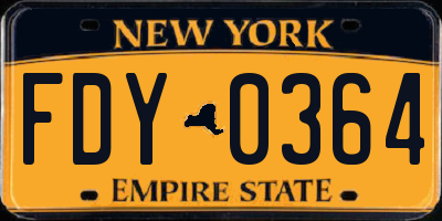 NY license plate FDY0364