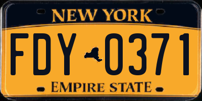 NY license plate FDY0371