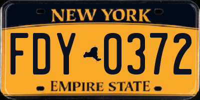 NY license plate FDY0372