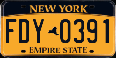 NY license plate FDY0391