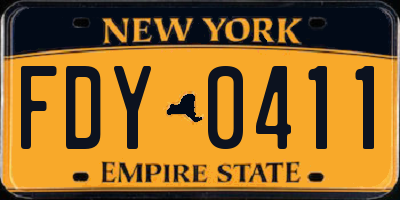 NY license plate FDY0411