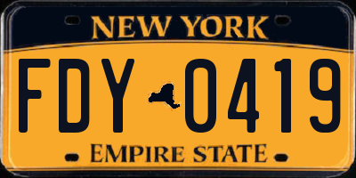 NY license plate FDY0419
