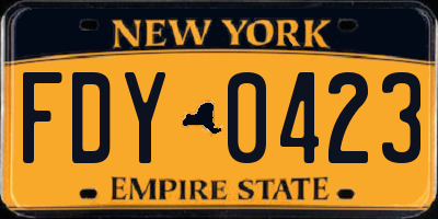 NY license plate FDY0423