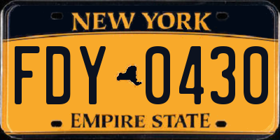 NY license plate FDY0430
