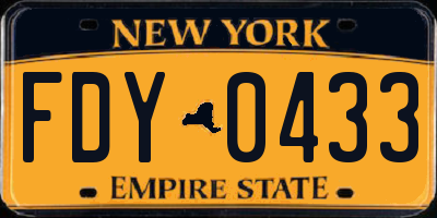 NY license plate FDY0433