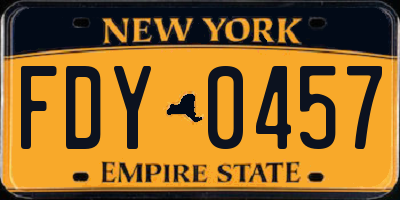 NY license plate FDY0457