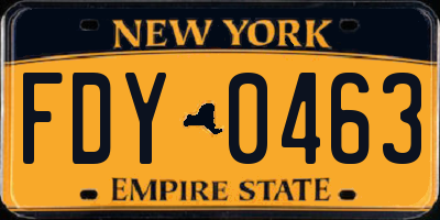 NY license plate FDY0463