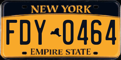 NY license plate FDY0464
