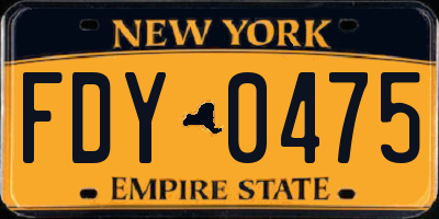 NY license plate FDY0475