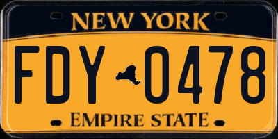 NY license plate FDY0478