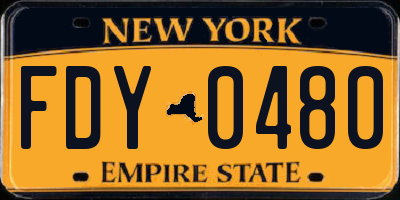 NY license plate FDY0480