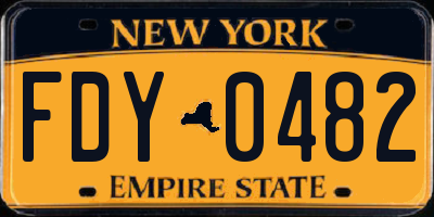 NY license plate FDY0482