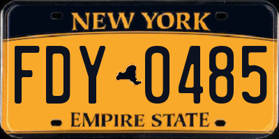 NY license plate FDY0485