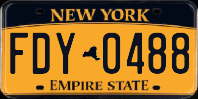 NY license plate FDY0488