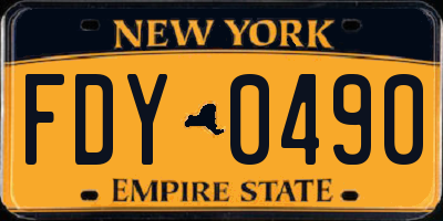 NY license plate FDY0490