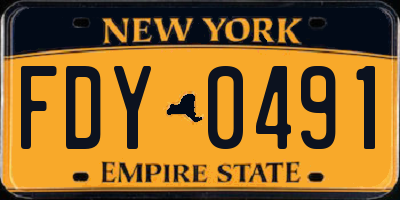 NY license plate FDY0491