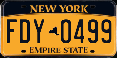 NY license plate FDY0499