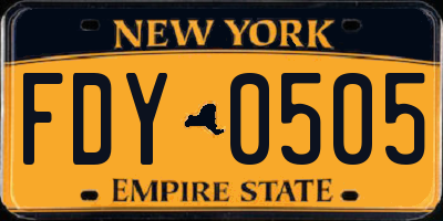 NY license plate FDY0505