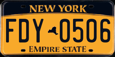NY license plate FDY0506