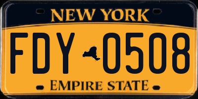 NY license plate FDY0508