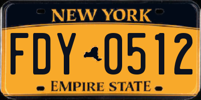 NY license plate FDY0512